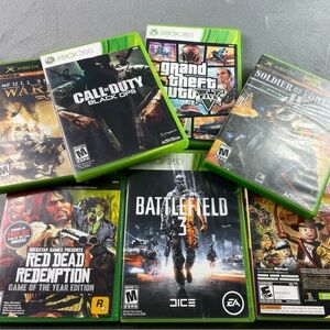 Xbox 360 Game Lot 7 Games GTA V Red Dead Redemption Black Ops + More Tested